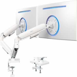 VIVO Dual Monitor Stand, Fully Adjustable Arms for 17 to 32 inch Screens, Mechanical Articulating Desk Mount, White, STAND-V002OW